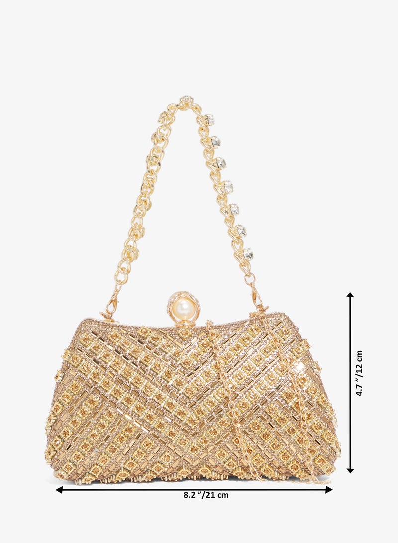 Khizana Gold Embellished Detailed Clutch - Image 5